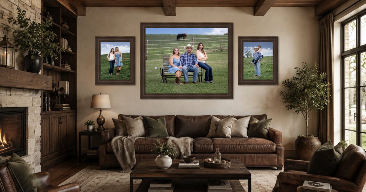 A framed Blackwater wall portrait displayed in an Ohio Valley living room